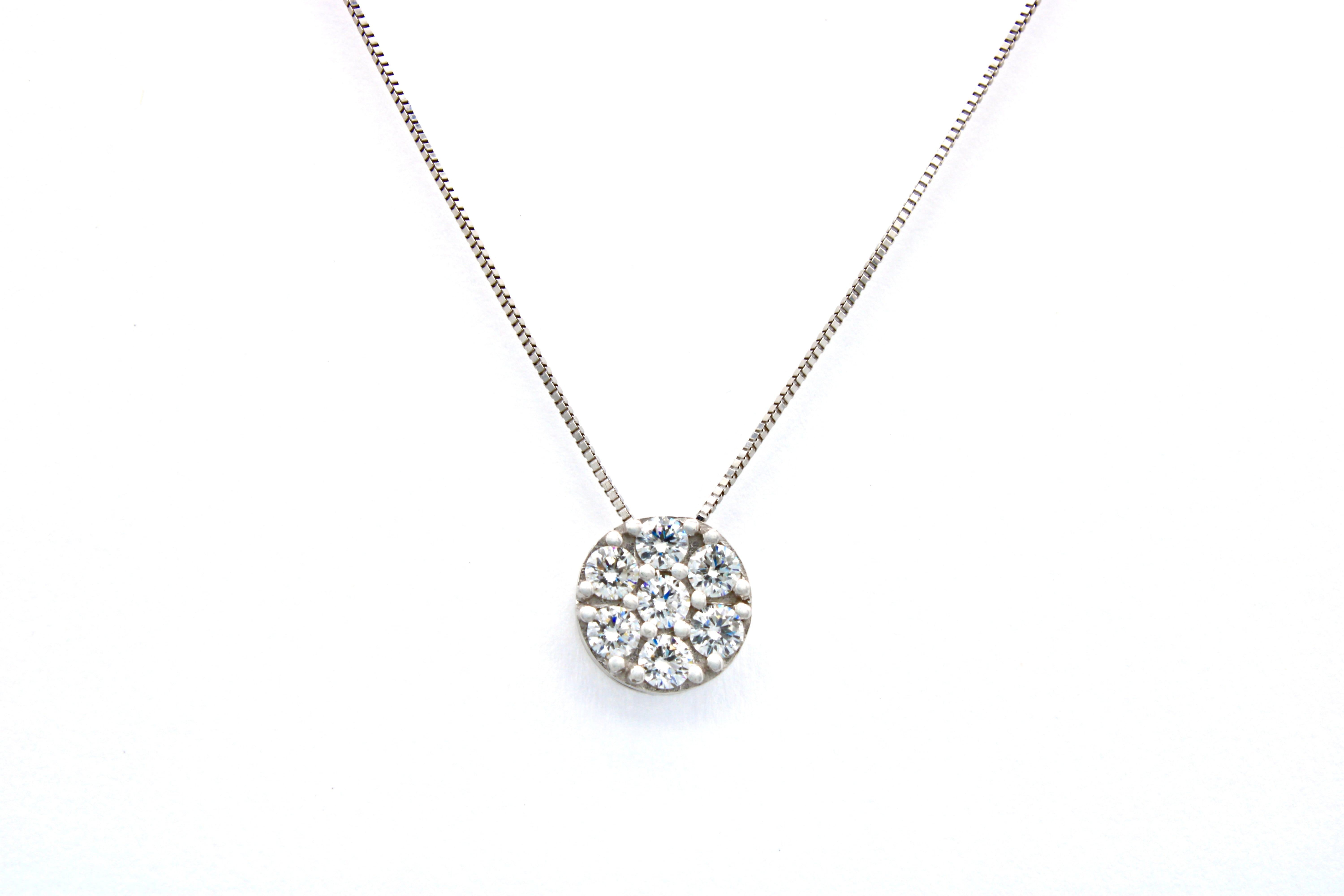 14K White Gold & Diamonds Circle Pendant